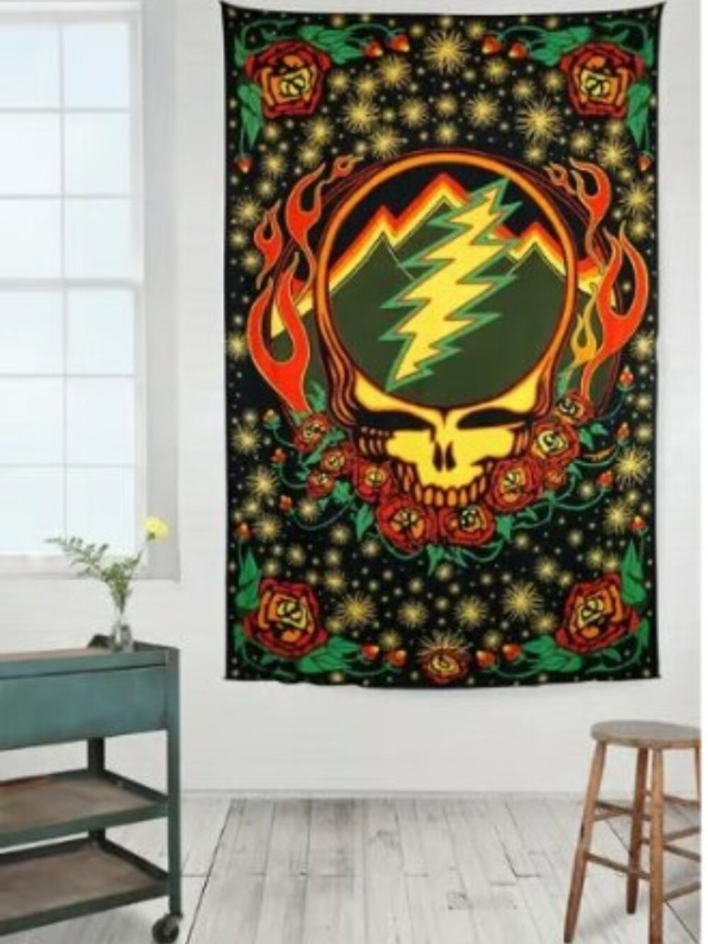 Grateful Dead 3D Scarlet Fire Tapestry ~ 60" x 90" ~ w/Corner Loops ~ Brand New!